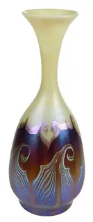 Quezal, Pulled Feather Art Glass Vase