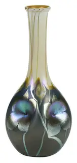 Quezal, Hooked Feather Art Glass Vase