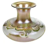 Quezal, Hooked Feather Art Glass Vase