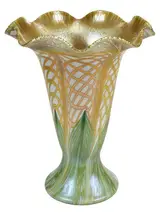 Quezal, Trumpet Form Art Glass Vase