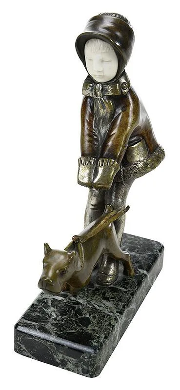 Etling, Studios, Art Deco Bronze, inscribed on marble base "Etling - Paris"