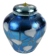 Durand, Iridescent Blue Art Glass Ginger Jar