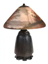 Handel, Lamp with Signed Henry Bedigie Shade