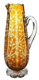 Stevens & Williams, Intaglio Cut Claret Pitcher