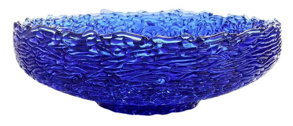 Mark Peiser, Untitled, large coiled cobalt glass bowl