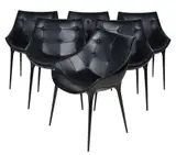 Philippe Starck, for Cassina, Set of Six 246 Passion Chairs, button-tufted black leather