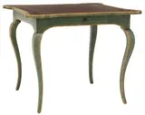 Minton, SPINDELL 'FRENCH GAMES' LEATHER-TOP PAINTED CARD TABLE