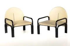 Gae Aulenti, Lounge Chairs (2), 1970s, Leather