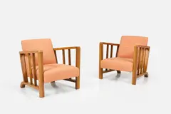 Paolo Buffa, Petite Lounge Chairs (2), 1940s, Walnut