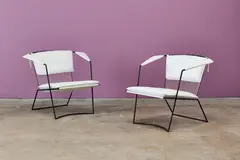 Lounge Chairs (2) by Joaquim Tenreiro, ca. 1948, Lacquered metal, sold Sep 2025