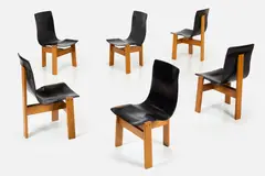 Angelo Mangiarotti, 'Tre 3' Dining Chairs (6), ca. 1978, Leather