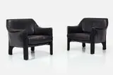 Mario Bellini, 'Cab' Lounge Chairs (2), ca. 1976, Leather over enameled steel