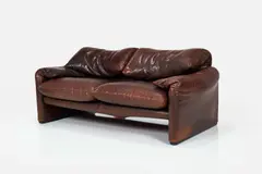 Vico Magistretti, 'Maralunga' Settee, 1970s, Leather
