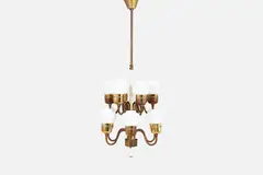 12-Arm Chandelier by Hans Agne Jakobsson, 1960s, Opaline glass, offered Sep 2024