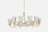 Paavo Tynell, 12-Arm 'Ballerina' Chandelier, 1960s, Painted perforated aluminum