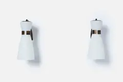Sconces (2) by Stilnovo, 1950s, Opaque glass, offered Jun 2024