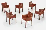 'Cab' Armchairs (6) by Mario Bellini, 1976, / 2010s Leather, sold Jun 2024