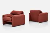 Vico Magistretti, 'Maralunga' Lounge Chairs (2)