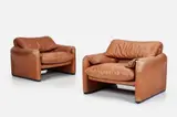 Vico Magistretti, 'Maralunga' Lounge Chairs (2)