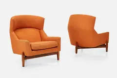 Jens Risom, 'Big' Lounge Chairs (2), 1950, / 2010s Wool