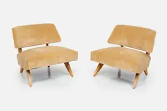 Slipper Chairs (2) by Paul Laszlo, 1950s, Beech, sold Mar 2023
