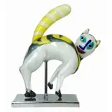 Alfredo Barbini, Italian Murano Glass Cat Sculpture, This Work of Art is signed by Alfredo Barbini in white blown Murano glass