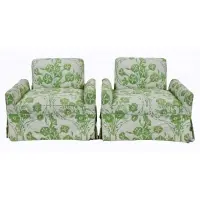 James Mont, Midcentury Pair of Upholstered Chairs, Great and original pair with ebonized wood bases