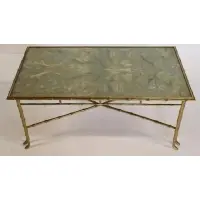 Maison Jansen, Quality Bronze Coffee Table, Bamboo form with fabric insert