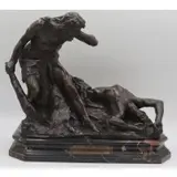 Augusto Rivalta, La Prima Morte, "La Prima Morte" bronze figural grouping depicting Cain killing Abel