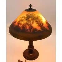 Table Lamp With Reverse Painted Shade by Handel, sold Apr 2021