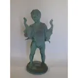 Emilio Angela, A great fountain with nice aged outdoor patina featuring a boy holding 2 Geese, There is a matching bronze by Emilio Angela at Greenwood Gardens