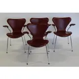 Fritz Hansen, Set of 4 Leather & Chrome Chairs