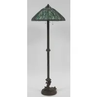 Handel, Signed Mermaid Base Floor Lamp, A rare lamp with the mermaid base signed Handel and the glass shade also signed Handel