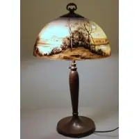 Signed Reverse Painted Table Lamp by Handel, sold Jul 2017