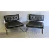 Harvey Probber, Pair of Leather Lounge Chairs