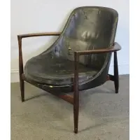 Ib Kofod-Larsen, Rosewood Elizabeth Chair, Midcentury example with leather upholstered seat and rosewood frame