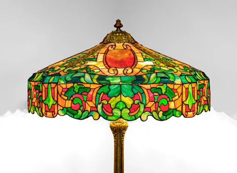 Duffner & Kimberly, Renaissance Floor Lamp, made up of thousands of individual glass tiles and often incorporating extensive cast bronze elements
