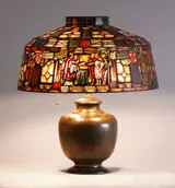Duffner & Kimberly, Leaded & Stained Glass Lamp, depicting Magna Carta