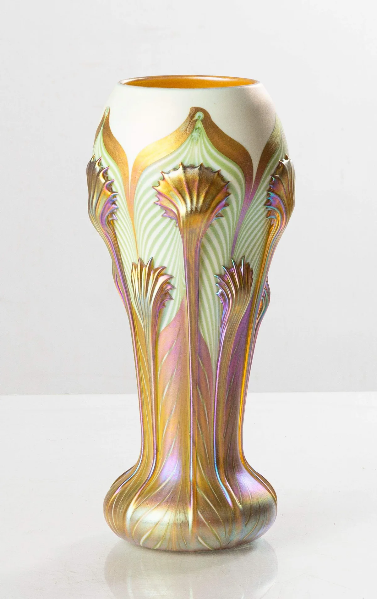 Pulled Feather Decorated Vase by Quezal, sold Sep 2024
