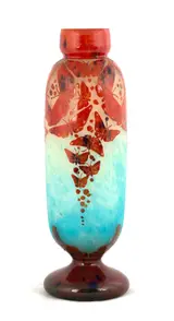 Le Verre Français, Papillons French Cameo Art Glass Vase