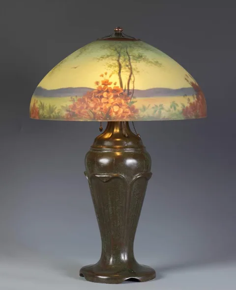 Lamp, Landscape w/florals by Handel, sold Mar 2011