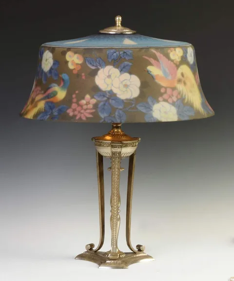 Pairpoint, Reverse Painted Bird of Paradise Lamp