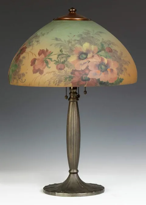 Reverse Painted "Rose" Lamp by Handel, sold Oct 2013
