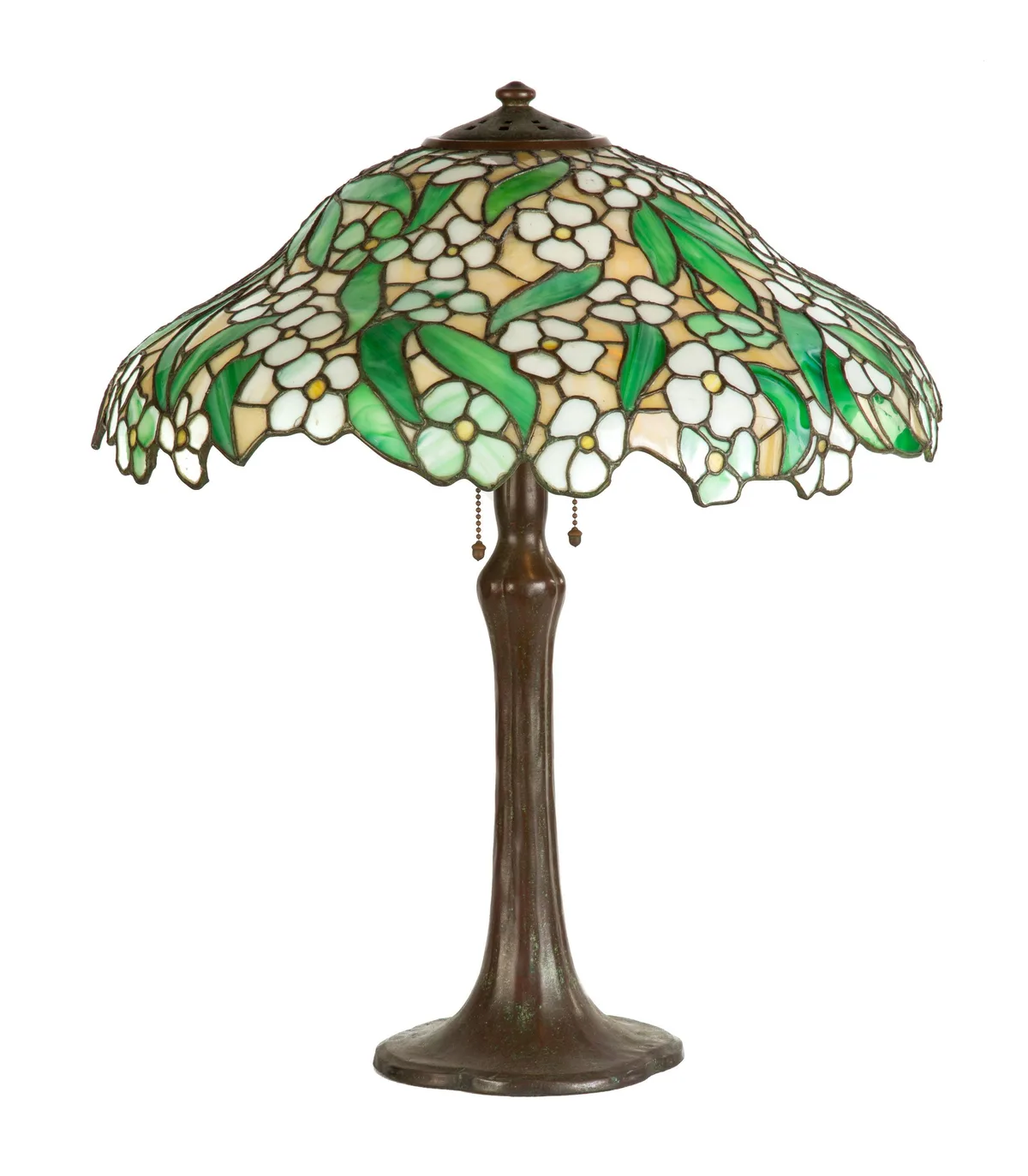 Signed Base and Shade Leaded Table Lamp by Handel, sold Mar 2019