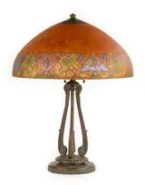 Handel, Lamp with Reverse Painted Persian Design