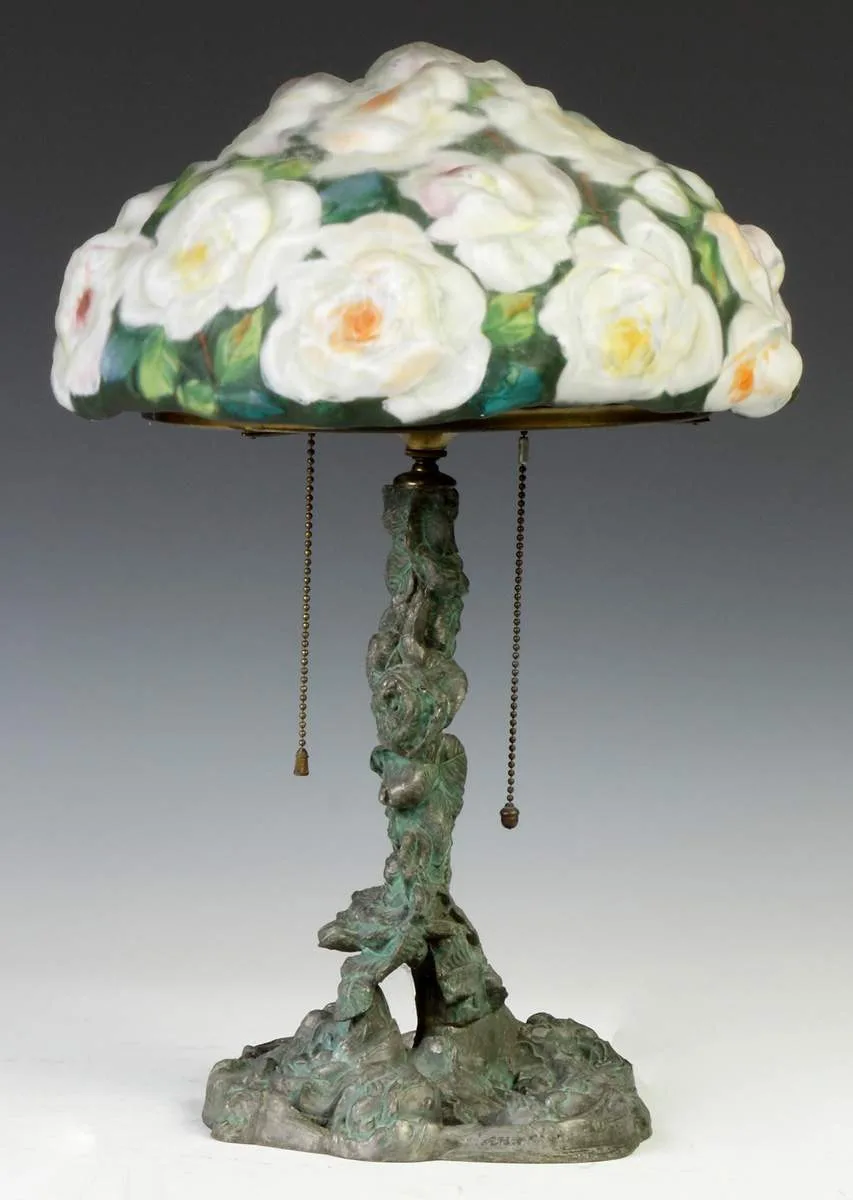 Puffy Lamp - White Rose by Pairpoint, sold Nov 2013