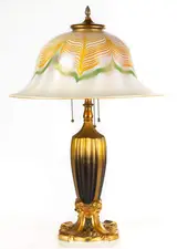 Quezal, Pulled Feather Table Lamp