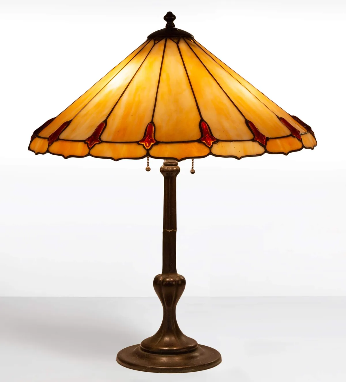 Table Lamp by Duffner & Kimberly, Leaded glass and patinaed bronze, sold Nov 2022