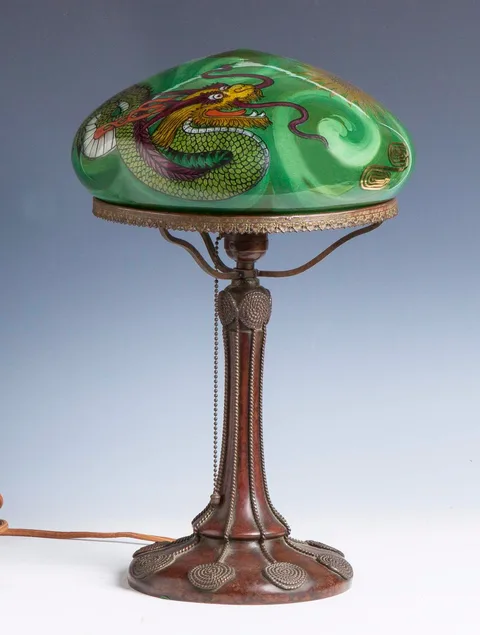 Table Lamp with Reverse Painted Dragon by Handel, sold Oct 2014