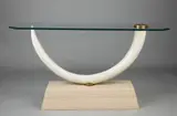 Maison Jansen, Faux Elephant Tusk and Marble Side Table
